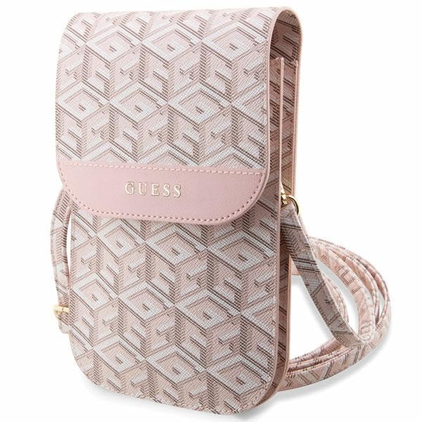 GUESS - G CUBE PU WITH STRIPE WALLET PHONE BAG - PINK