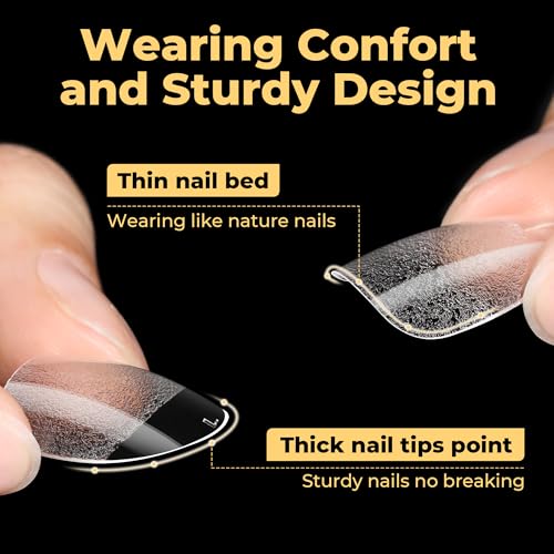 Image of UNA GELLA 600Pcs Short Oval Almond Gel Nail Tips, Round Almond Press on Nails Pre-shaped Soft Gel Clear Fake Nails Tips Full Cover for Nail Extension Home DIY Salon 12 Sizes