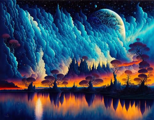 Toile paysage fantastique Meechi 50x70 impression murale salon et chambre