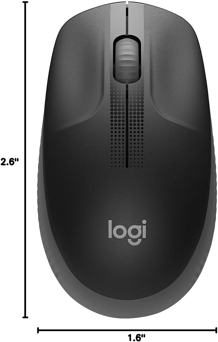 Logitech Wireless Mouse M190 - Full Size Ambidextrous Curve Design, 18-Month Battery with Power Saving Mode, Precise Cursor Control & Scrolling, Wide Scroll Wheel, Thumb Grips (Charcoal)