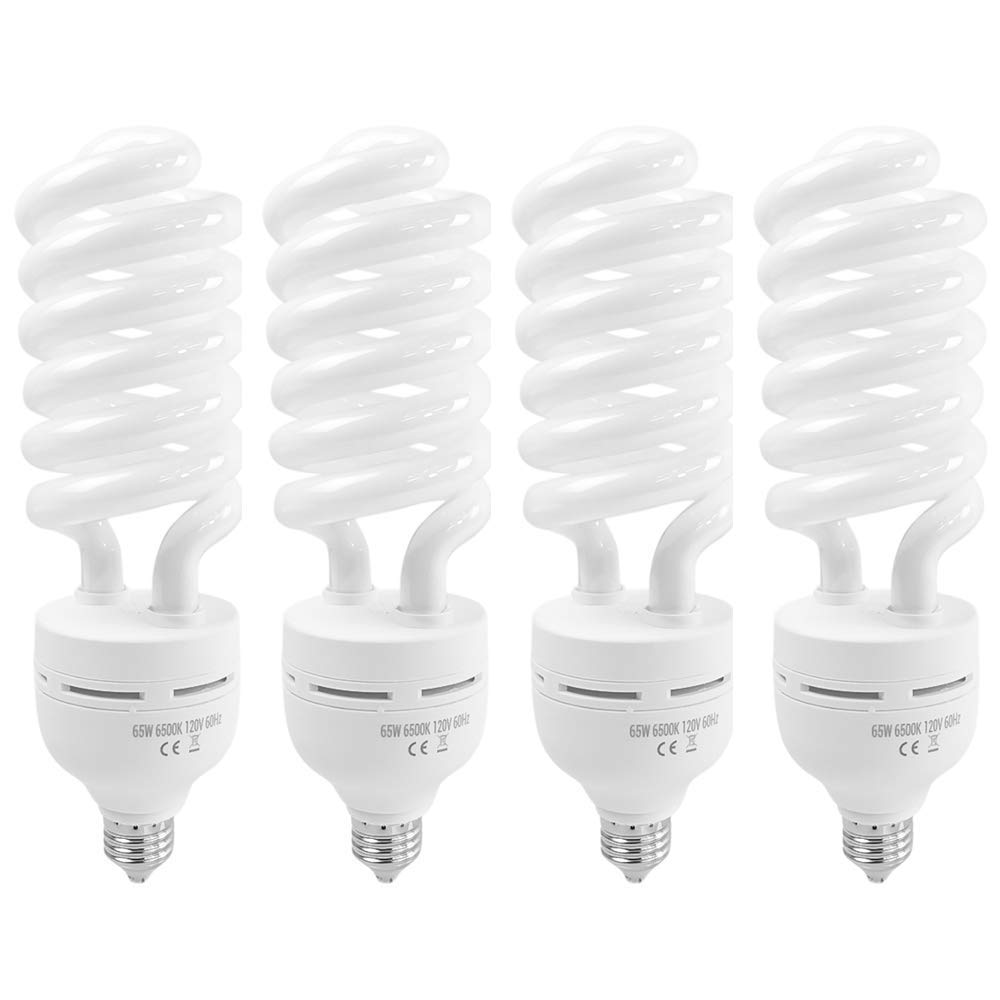 Foto&Tech Photography Daylight Bulb 65W 6500K 120V White Spiral Fluorescent Light Bulb Studio Light for Photography and Daylight Video Lighting (4)