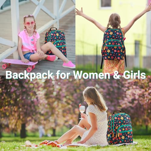 Image of Leaper Water-resistant Floral Backpack Travel Bag bags Satchel, Dark Blue-floral, Large, Traditional Backpacks