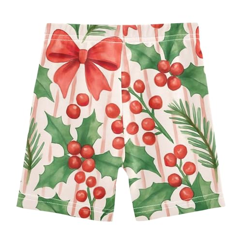 Watercolor Christmas Red Bows Toddler Girls Biker Shorts Cotton Under Dress Shorts Funny 4t Kids Clothes2