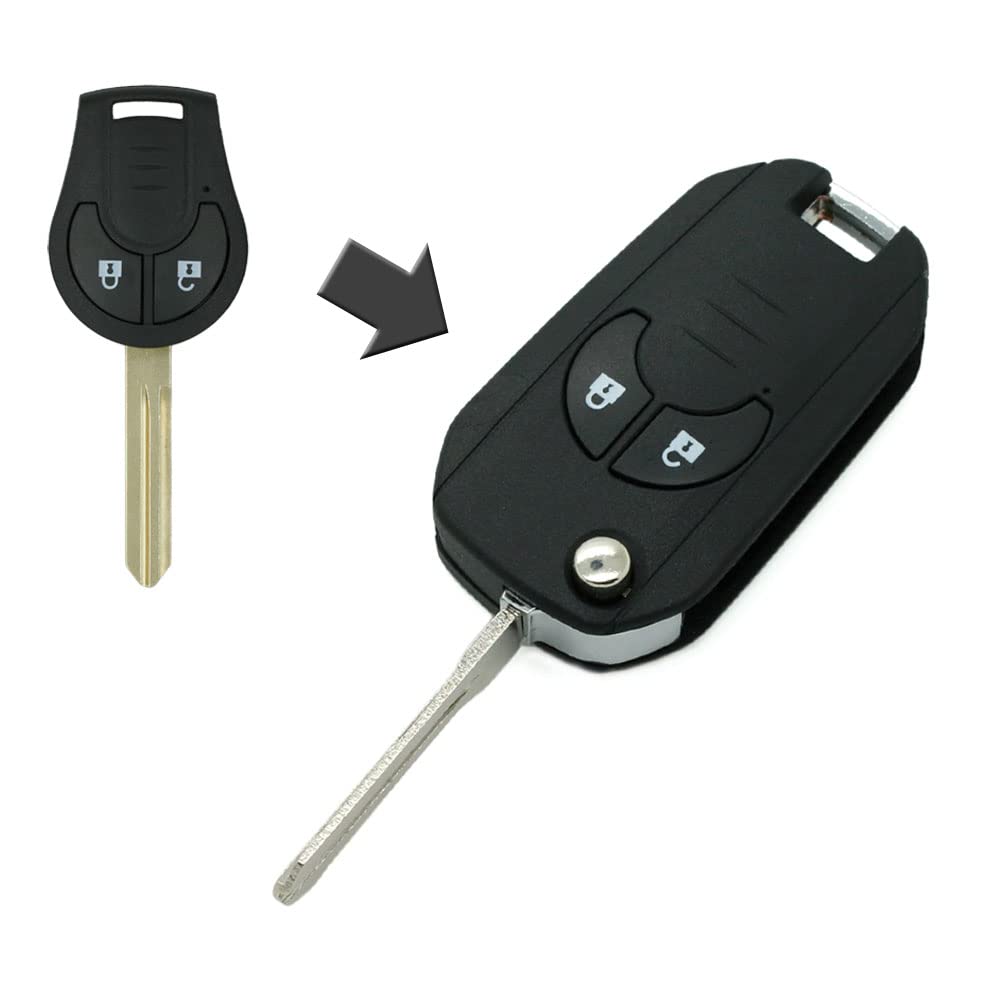 BROVACS Modified Upgraded Flip Key Shell Compatible with NISSAN 2 Button Keyless Entry Remote Key Case Fob SS916A - Image 2