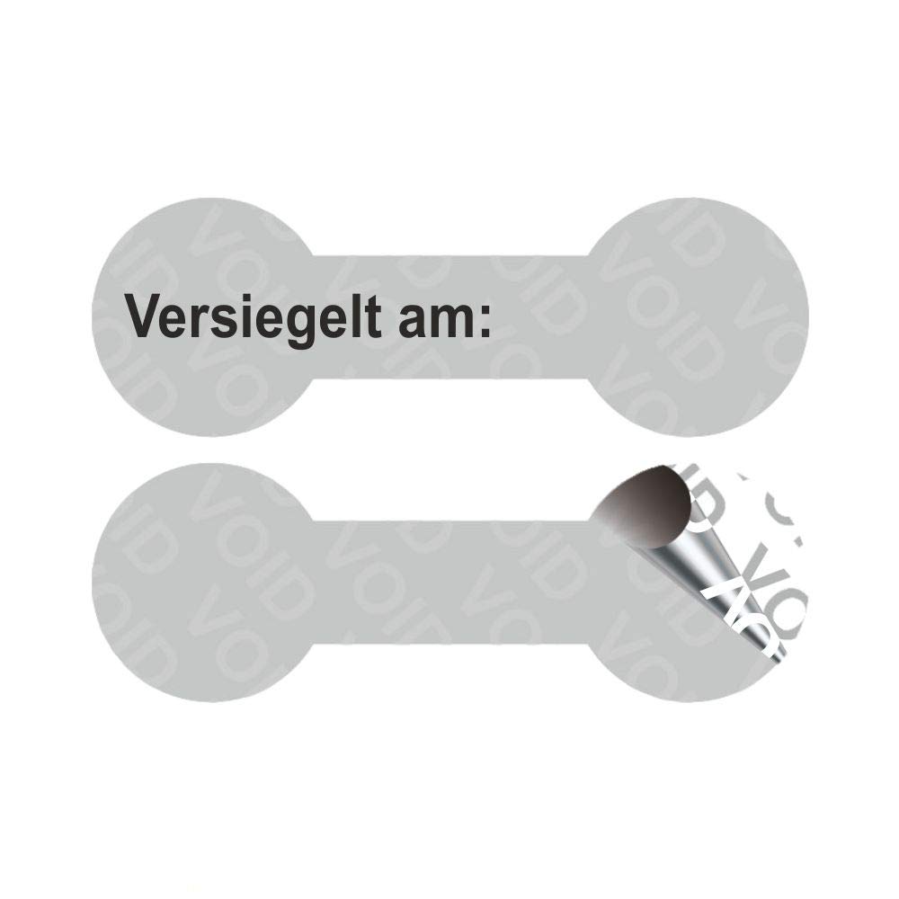 VOID Sicherheitsetiketten "Versiegelt am" auf Rolle - 60 x 20 mm (Schwarz - 500 Stück)