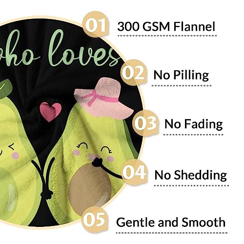Blanket for Girls - 30"x40" Cute Avocado Throw Gifts - Black Soft Fuzzy Blankets for Couch & Office