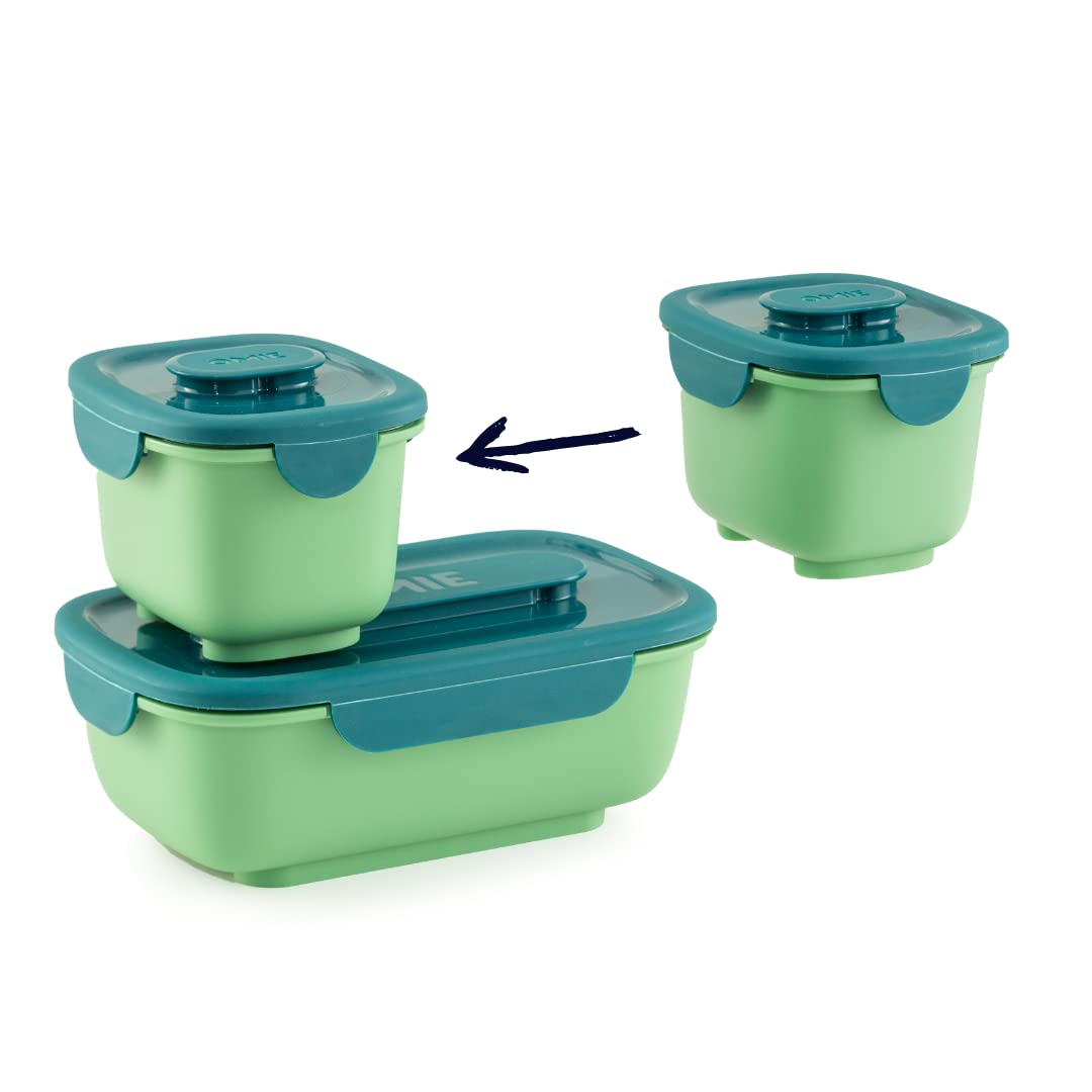 OmieBox OmieGo Connecting Bento Box Food Storage Containers | Snack Container, Meal Prep, Leak Proof Airtight Food Adult Kids Lunch Container (OmieGo)