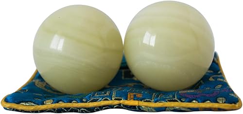 Afganistán Jade Chino Baoding Bolas Ejercicio Estrés Bolas de Mano Natural Medicina de Salud China Bolas de Mármol Verde Claro
