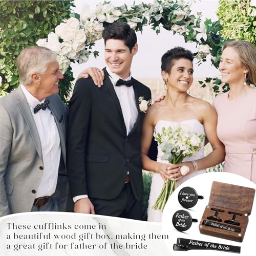 Image of Colingmill Father of the Bride Gift Dad of the Bridegroom Cufflinks Tie Clip Set with Engraved Wood Gift Box for Dad