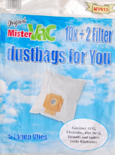 Mister Vac MV 613 - Juego de bolsas de tela con capa quíntuple, 20 bolsas y 4 filtros, similares a Swirl A07
