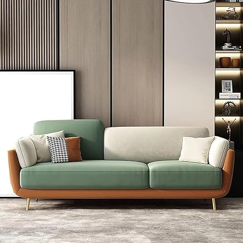 Image of Black Wood Modern Luxury Velvet Fabric 3 Seater Sofa in Bug Resistant Solid Wood for Bedroom, Living Room, Dining Room, Drawing Room, Home Office (Green & Beige, 3 Seater, Classic)