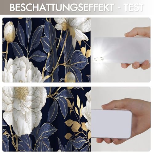 Rideaux occultants pour chambre enfant et salon au motif pivoine dorée 3D - 4