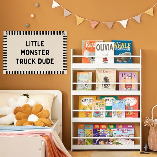 Image of XYDEG Monster Truck Room Decor, Little Monster Truck Dude Canvas Banner Flag Wall Decor, Boy Nursery Wall Hanging Flag Decorations for Kids Boy Nursery Toddler Room Bedroom Playroom, 30x20 Inch