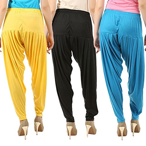 Image of Buy That Trendz Patiala Pants for Women 3 Combo Womens Viscose Relaxed Pants Pack of 3