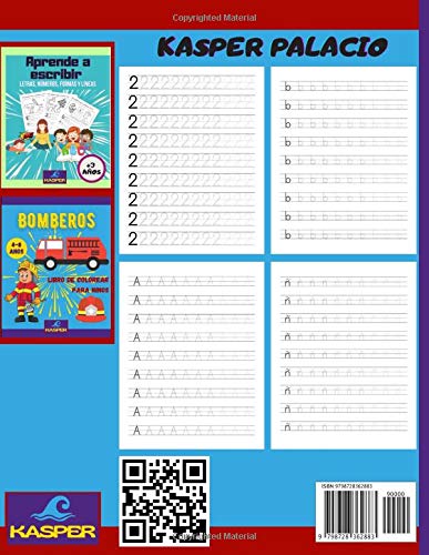 Aprende a escribir: Letras y numeros ligadas y de imprenta. Actividades para ninos de 3/5 anos. Aprendiendo el abecedario. Tapa blanda - Image 2