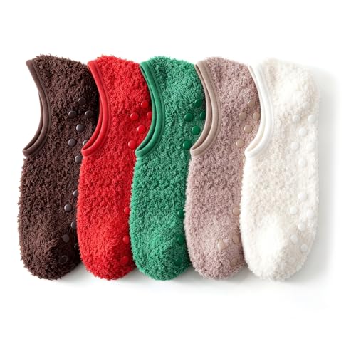 Image of 3Pairs Ankle Socks Low cut Pom Pom Fluffy Fuzzy Warm Winter Plush Slipper Socks For Women