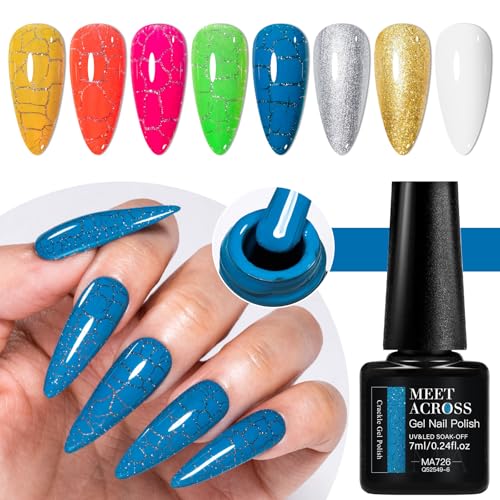 Set de Esmaltes Gel para Uñas MEET ACROSS 3D Crackle 8 piezas miniatura 4