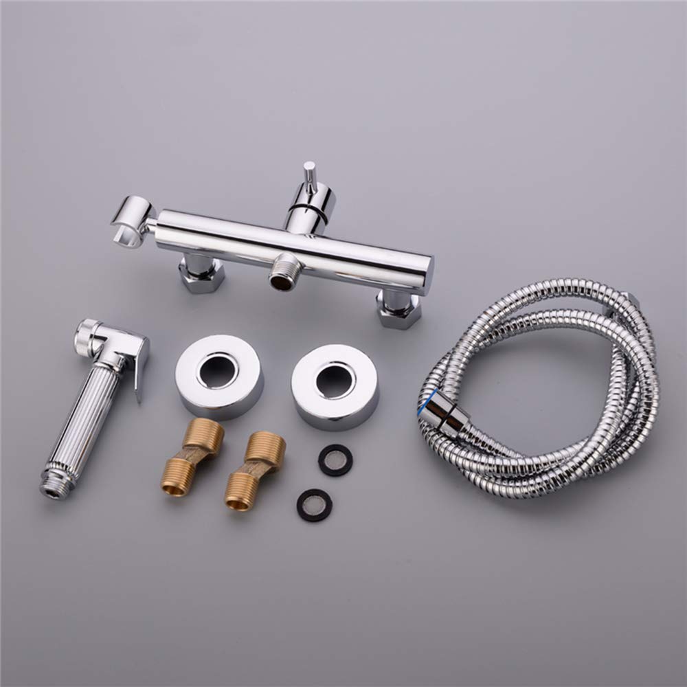 Spruzzatore per bidet con acqua fredda e calda, in ottone, portatile, per doccia, doccia, doccia, bidet, rubinetto per l'igiene personale, oro (cromato