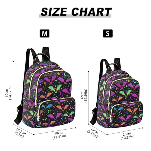 Image of Colorful Bats Mini Backpack Fashion Backpack Purse for Women,Handbag Shoulder Bag Casual Daypack, Ladies Gift for College Work (M)