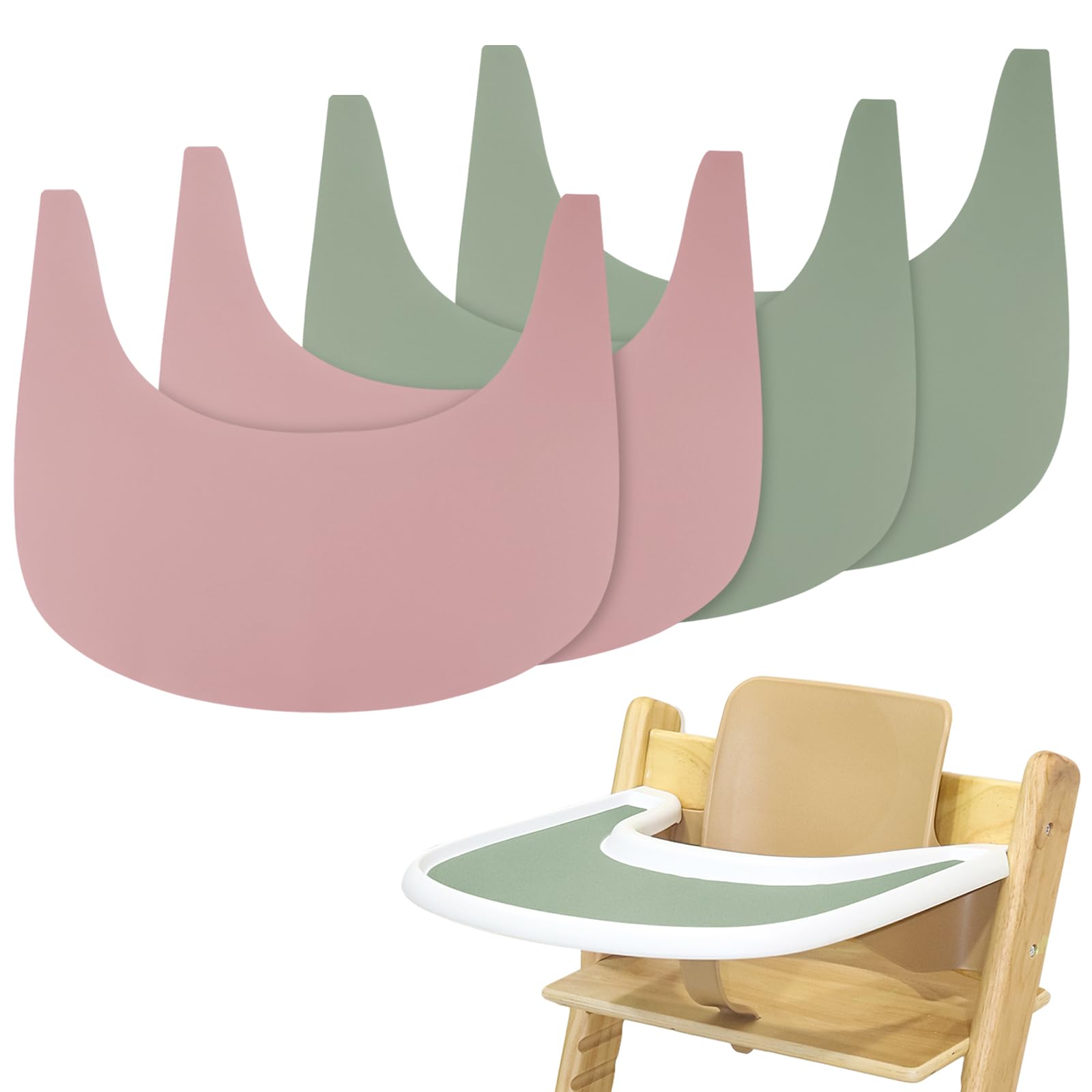 High Chair Placemat, 4 Pieces Durable High Chair Placemat Silicone