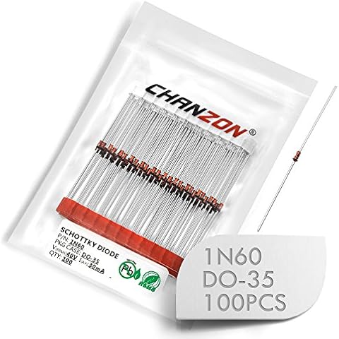 Chanzon 1N60 Schottky-Barriere-Gleichrichterdioden 30mA 40V DO-35 Axial IN60 30 mA 40 Volt Kleinsignalschaltdiode Cover