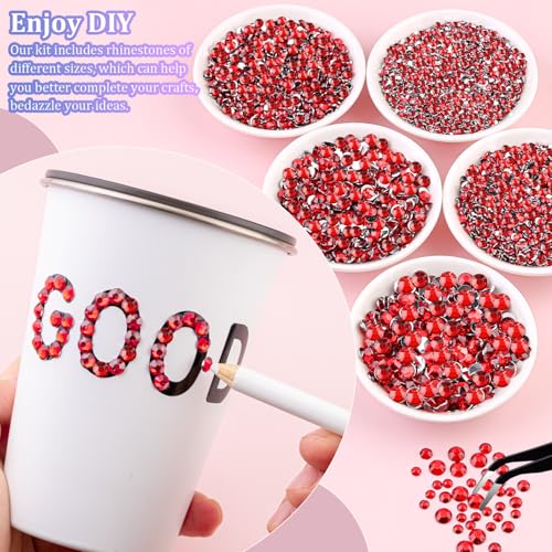 Image of 30000Pcs Resin Rhinestones for Bedazzling with Tweezers, Red Rhinestones for Crafting with B7000 Jewelry Glue for DIY Crafts Clothing Tumblers Shoes Fabric Nail Art