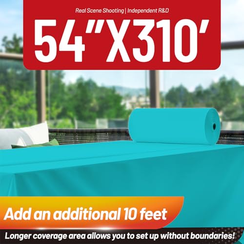 Image of Plastic Table Cloth, 310 Ft X 54 In Disposable Tablecloth Light Blue Tablecloth Premium PEVA Plastic Table Cloth Disposable with Any Cut Sliding Cutters for Picnics, Parties, Birthdays, Festivals