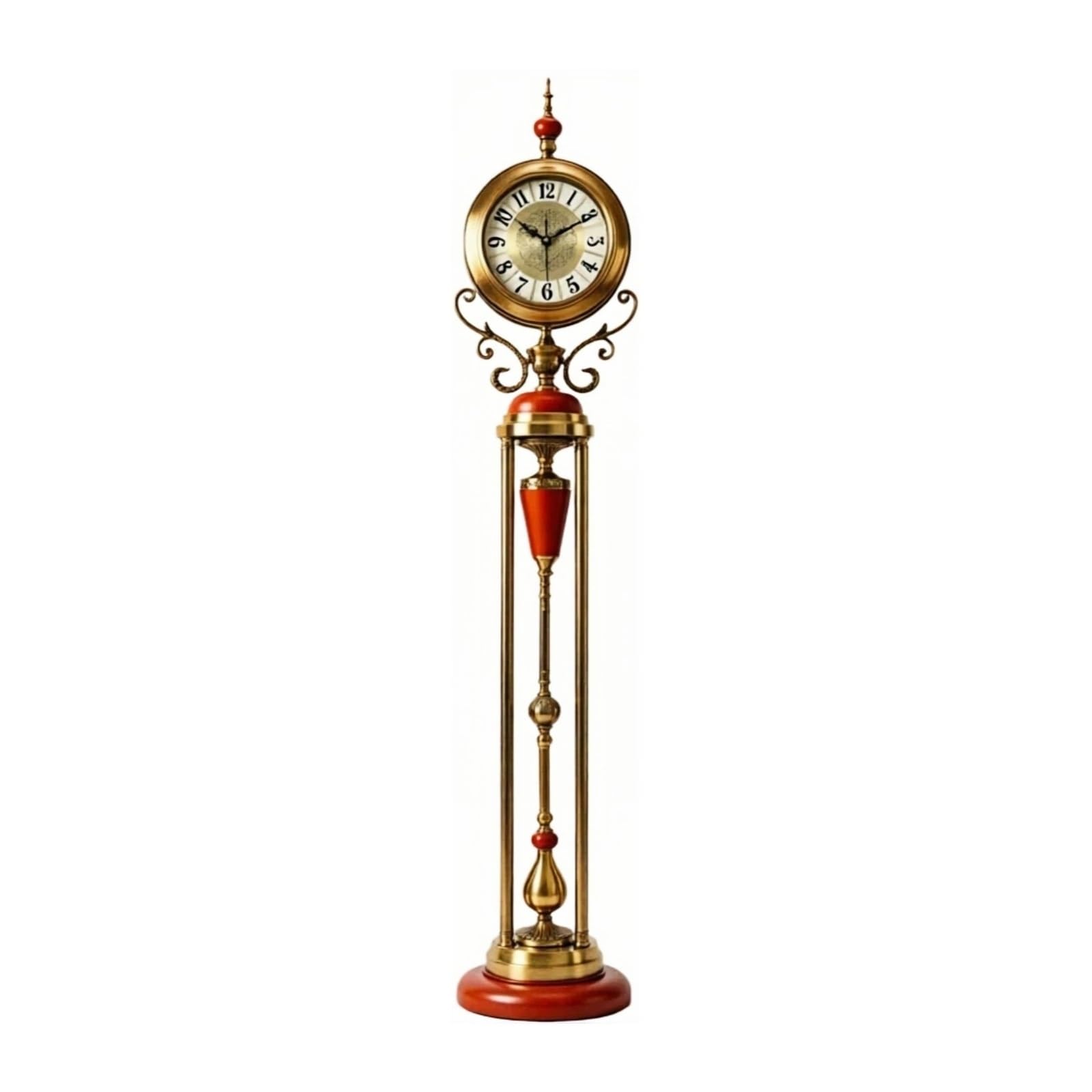 WANGHAI-666 Grandfather Clocks Metal Classic Floor Silent Clock Quartz Pendulum Roman Numeral