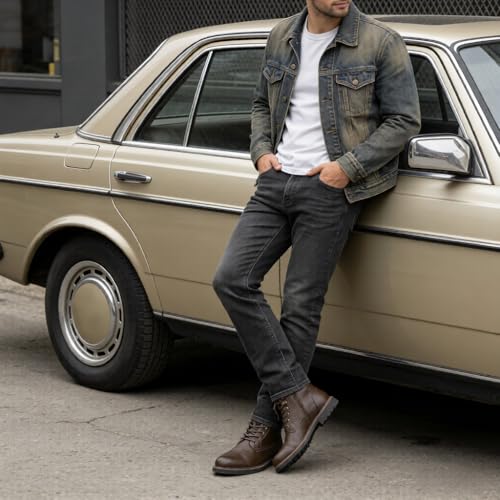 Image of Jousen Mens Boots Retro Dress Boot Cap Toe Casual Motorcycle Chukka Boots