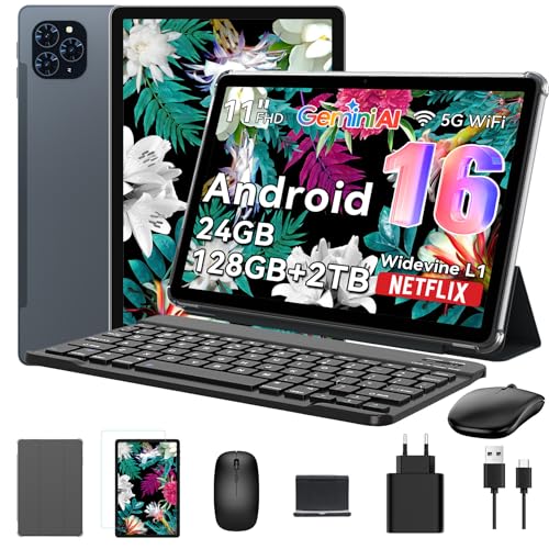 TABWEE Android 16 Tablet con Tastiera e Penna, Gemini AI, Display FHD da 11 Pollici, 24GB RAM +...