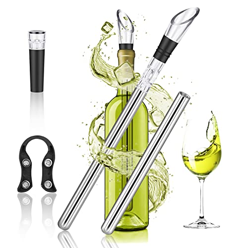 Produktfoto von Weinkühler, Weinkühlstab aus Edelstahl mit Ausgießer, 2 Flaschen-Weinkühlstab, Dekantier-Belüfter Ausgießer,&hellip;