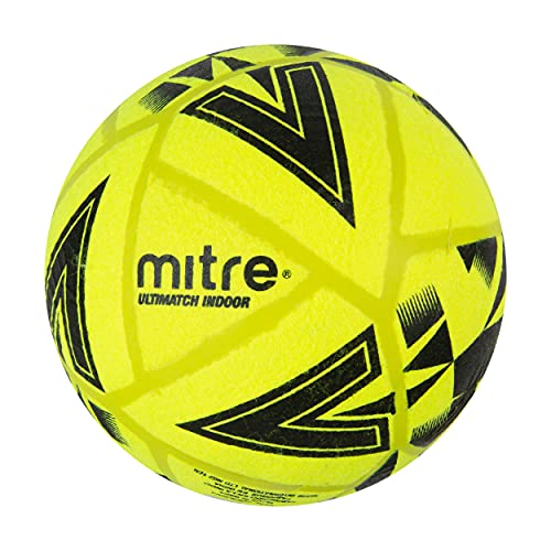 Mitre Ultimatch Hallenfußball | formbeständig | Ball Fußball, Gelb/Schwarz, 5
