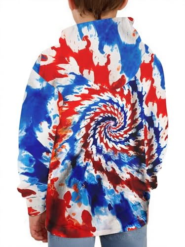 Image of GAMISOTE Unisex Kids Tie Dye Sweatshirt Boys Girls Hooded Kangaroo Pocket Pullover Hoodies