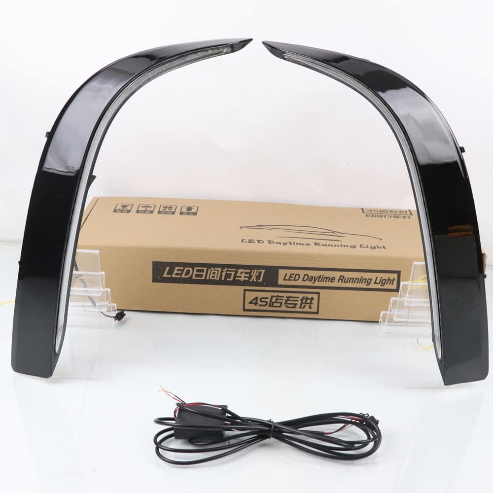 July King LED Daytime Running Light for Toyota Highlander XSE 2021 2022, 6000K White front bumper Scanning DRL + Streamer Yellow Turn Signals