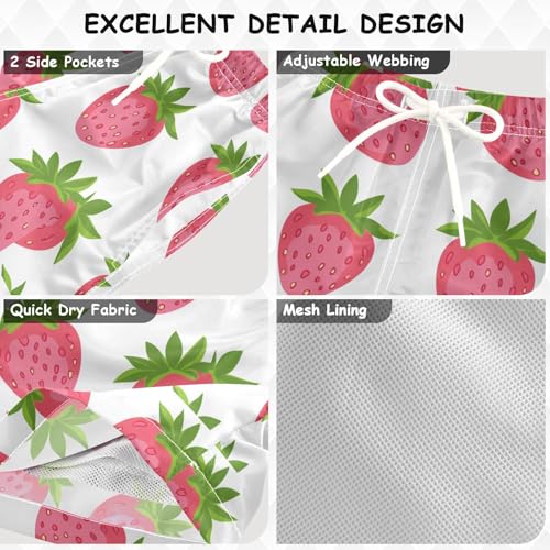 Pigsaly Boys' Swim Board Shorts Leaves Green Strawberry Boy's Swim Trunks Kids Swimwear 2T3