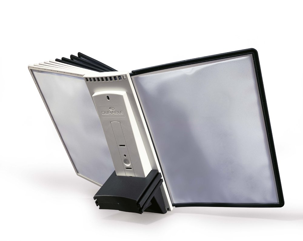 DurableSHERPA Display Panel Desk Extension Unit | Includes 10 A4 Panels in Black | for Storing and Display ing A4 Documents