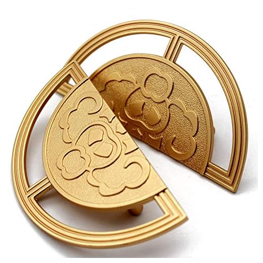 MOU 1 Pair Gold Vintage Style Brass Pull Handles for Cabinet Closet Drawer Door -Circular Antique Pull Knobs ,New Chinese Auspicious Pattern