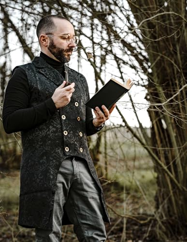 Paul Jones Mens Gothic Steampunk Double Breasted Vest Brocade Waistcoat3