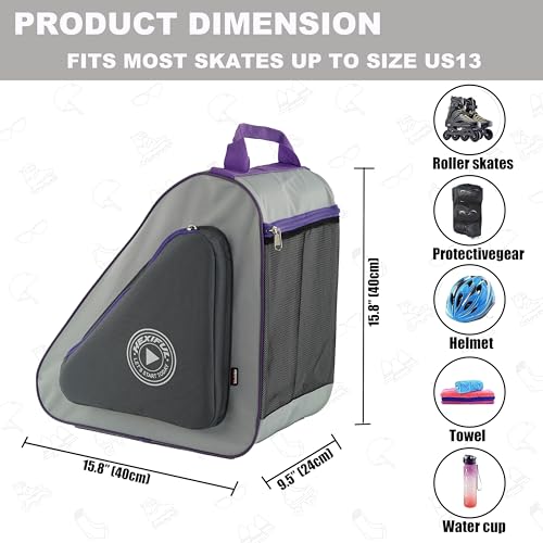 Image of HEXIFUL Skate Bag for Ice, Inline, Roller & Quad Skates - Kids & Adults