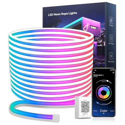 RGB Neon Ruban Led 10M, IP67 étanche LED Chambre de Contrôlé par Télécommande APP Bande LED DIY...