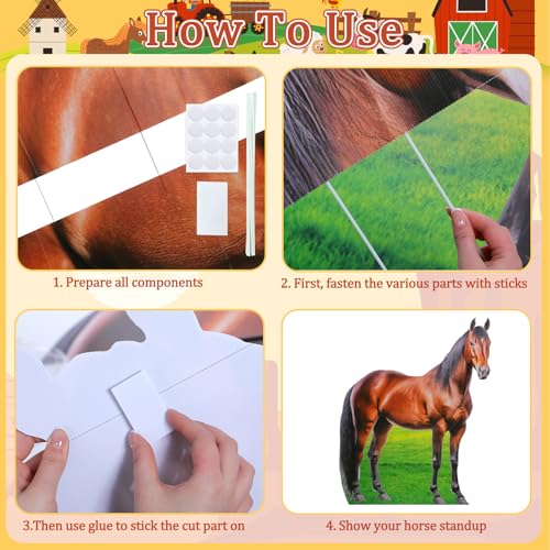 Image of Marsui 6.3 ft Horse Cardboard Cutout Horse Racing Party Decorations Derby Day Decor Stand up Life Size Western Party Photo Booth Props for Derby Day Rodeo Farm Theme Events Supplies Decor