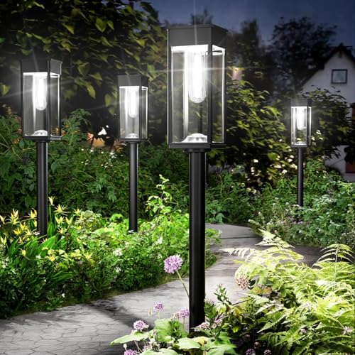 SUPER BRIGHT Solar Pathway Lights Outdoor, 8 Pack Solar Lights Outdoor, Auto On/Off, IP65 Waterproof Solar Garden Lights Solar Powered Landscape Lighting for Yard Patio Walkway Driveway Pathway