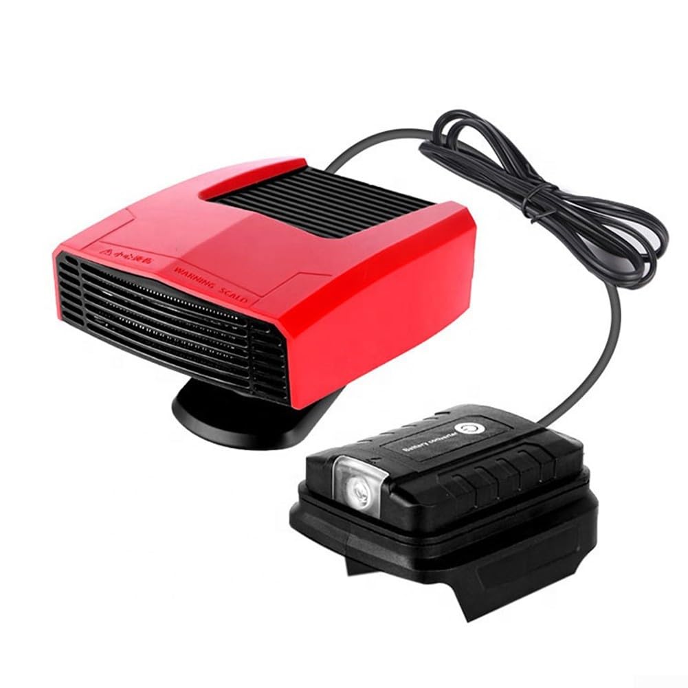 Zilimontt 18V Akku-Autoheizung mit 360°-Drehung und Dual-USB-Anschlüssen zum Abtauen und Heizen, kompatibel mit 14-21V DC-Stromerzeugern