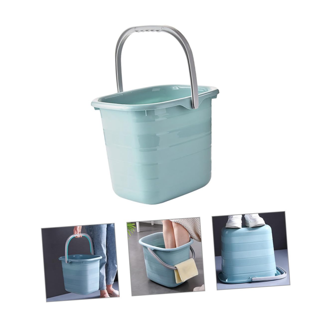 Secchio di Plastica Rettangolare Manico Portatile Antiscivolo per Pulizie Domestiche e Giardinaggio Capacità Grande per Famiglie e Ranch