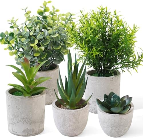 5 Piezas Plantas Artificiales Decorativas Pequeñas, Planta Artifi...