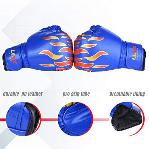 Luniquz Kids Boxing Gloves for Punching Bag Training, 4 OZ 6 OZ Fit 3 to 14 YR, Blue