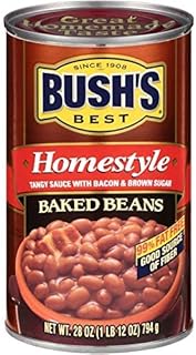 Bush's Best Baked Beans, Canned Homestyle Baked Beans, 28 Ounce (Pack of 6)