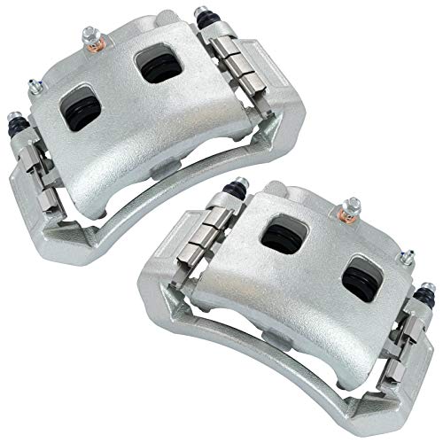 Image of TRQ Front Driver and Passenger Side Brake Caliper Set Caliper Brackets Hardware Compatible with 02-03 Dodge Ram 1500 04-05 Dodge Ram 1500 ST SLT Laramie 04-06 Durango