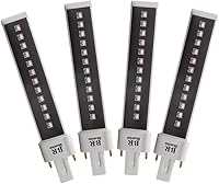 Vista 1 de BLUERISE Lámpara de uñas de gel de 9 W, luz LED UV, 4 piezas de 365 + 405 nm, bombilla de lámpara de doble fuente de luz, 10000 horas, tubo
