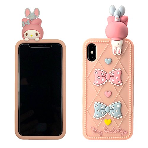 CaserBay Compatible - iPhone Phone Case 3D Cute Cartoon Kawaii Animal Series Soft Silicone Rubber Case Coverã€Rabbit & Bow-Knot, for 5.5" iPhone 8 Plus & iPhone 7 Plusã€‘